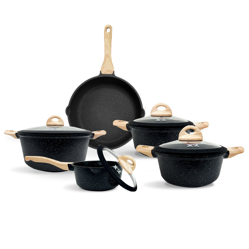 Black Friday Jogo de Panelas 5 Peças Revestido em Cerâmica Granito Antiaderente