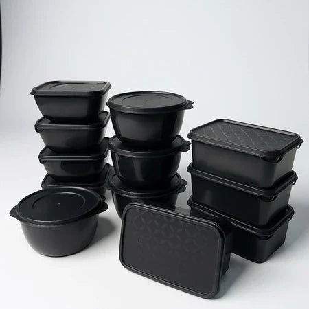 Kit 12 Potes Plástico 1 Litro com Tampa Hermética, Multiuso Cozinha, Marmita e Armazenamento de Alimentos