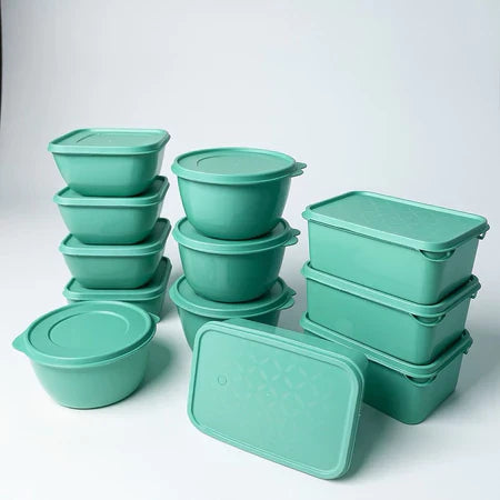 Kit 12 Potes Plástico 1 Litro com Tampa Hermética, Multiuso Cozinha, Marmita e Armazenamento de Alimentos